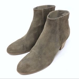 VINCE Haider Flint Taupe Suede Block Heel Boots